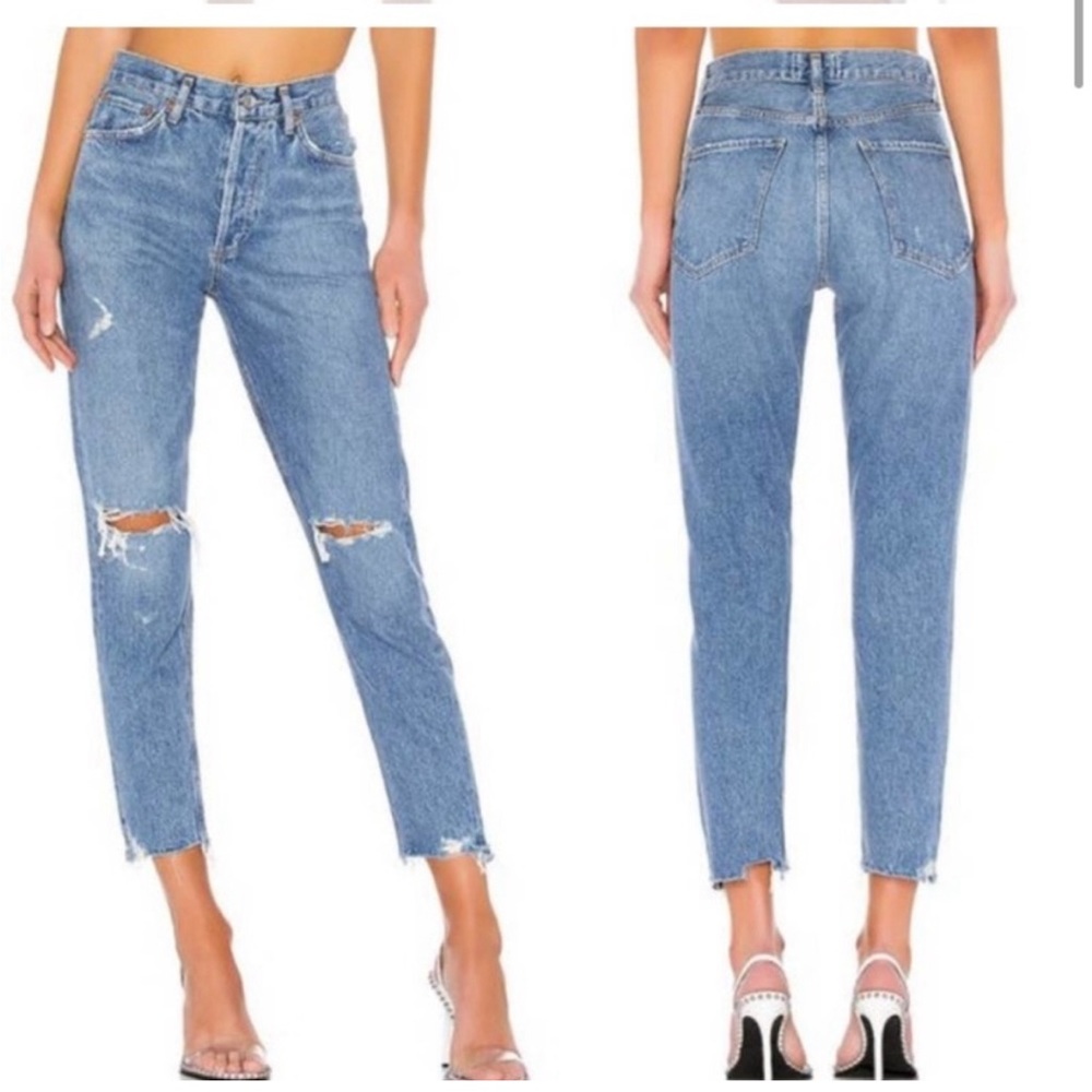 Agolde Jamie high rise button fly distressed straight jeans